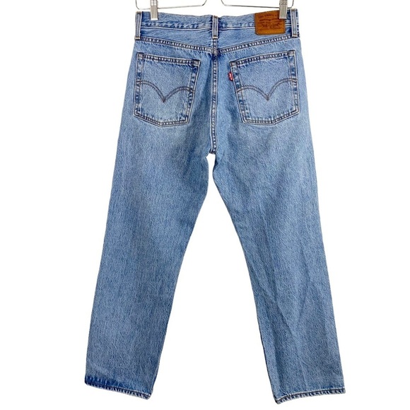 LEVI’S Wedgie Straight Ripped Distressed Jeans in Light Washed Button - Picture 5 of 11